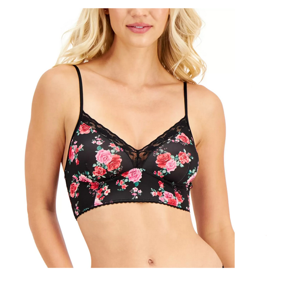 Inc International Concepts Women Lace-Trim Bralette Black Size M